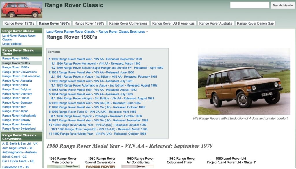 03 Range Rover 1980s - rally-rally.com - Extract from the archives Range-Rover-Classic.com