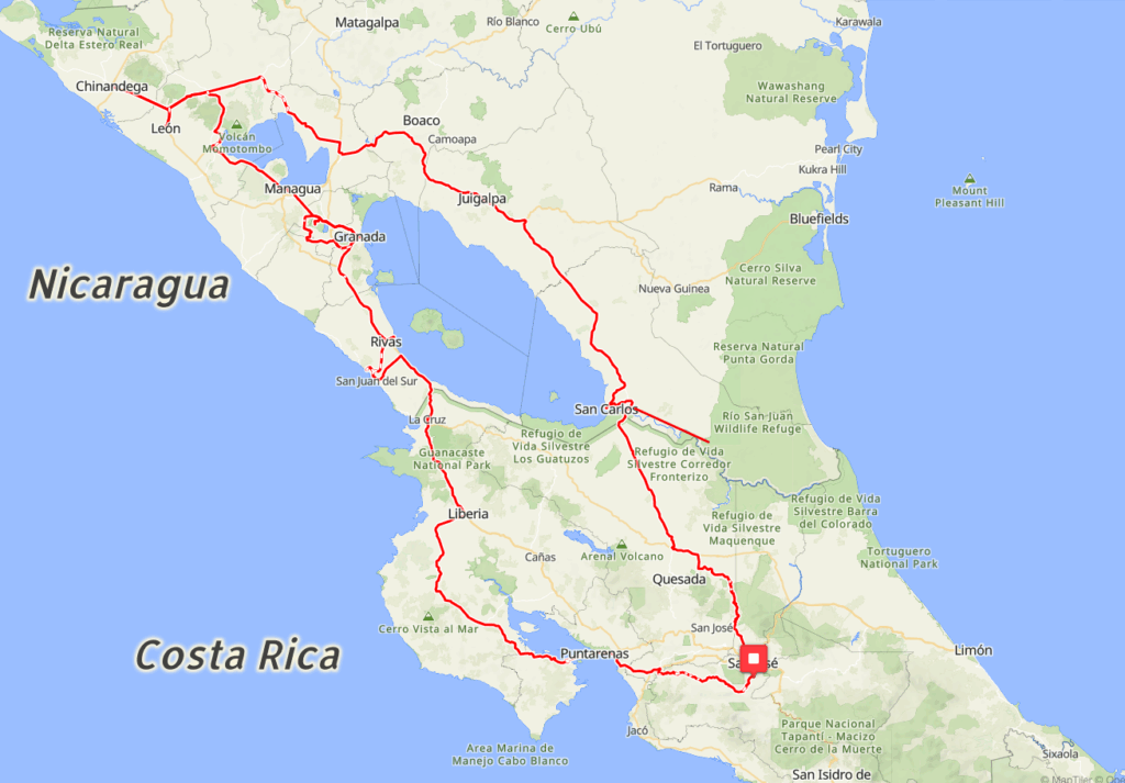 Historische Rallye Map Nicaragua La Carrera Veragua